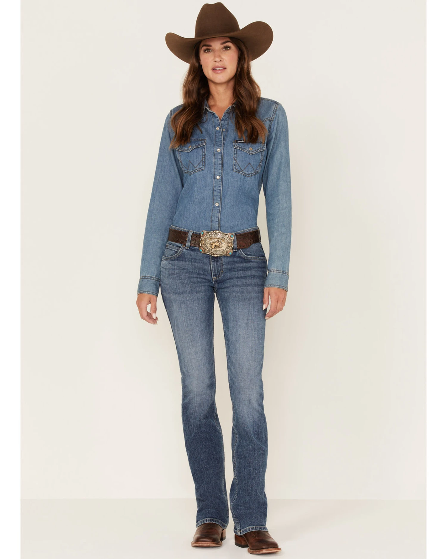 Wrangler Retro Women's Medium Wash Mid Rise Mae Megan Bootcut Jeans 1 Wrangler Retro Women's Medium Wash Mid Rise Mae Megan Bootcut Jeans