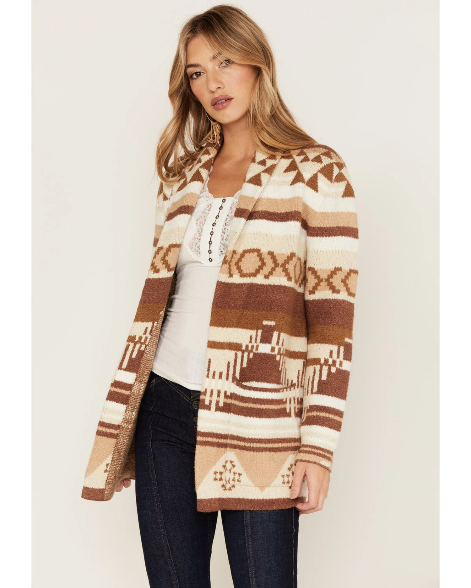 Idyllwind Women's Twin Pines Southwestern Stripe Print Cardigan 1 Idyllwind Women's Twin Pines Southwestern Stripe Print Cardigan