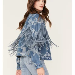 Rock & Roll Denim Women's Southwestern Print Fringe Denim Jacket -Default Template 4 2000375463 400 P4
