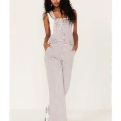 Cleo + Wolf Women's High Rise Wide Denim Overalls
