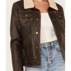 Wrangler Women's Shearing Collar Leather Jacket 6 Wrangler Women's Shearing Collar Leather Jacket -Default Template 4 2000377465 200 P3