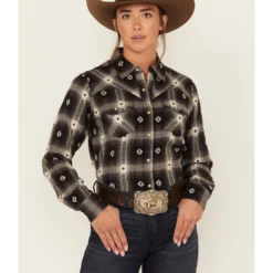 Ariat Women's R.E.A.L. Southwestern Plaid Print Thunderstorm Long Sleeve Snap Western Shirt