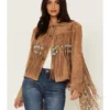 Sidran Women's Beaded Fringe Suede Jacket