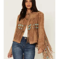 Sidran Women's Beaded Fringe Suede Jacket