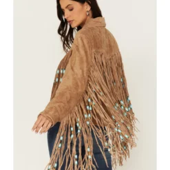 Sidran Women's Beaded Fringe Suede Jacket -Default Template 4 2000378013 281 P4