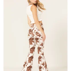 Saints & Hearts Women's High Rise Cow Print Flare Jeans -Default Template 4 2000379203 103 P3