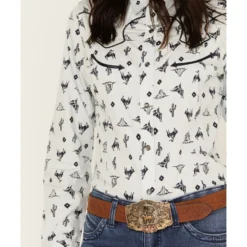 Wrangler Women's Desert Toss Long Sleeve Western Pearl Snap Shirt -Default Template 4 2000379716 400 P3