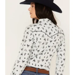 Wrangler Women's Desert Toss Long Sleeve Western Pearl Snap Shirt -Default Template 4 2000379716 400 P4