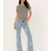Wrangler Retro Women's Light Wash Mid Rise Star Print Mae Flare Jeans