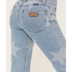 Wrangler Retro Women's Light Wash Mid Rise Star Print Mae Flare Jeans -Default Template 4 2000380198 400 P4