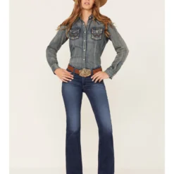 Wrangler Women's Dark Wash Mid Rise Willow Claire Ultimate Riding Trouser Jeans -Default Template 4 2000380201 400 P3