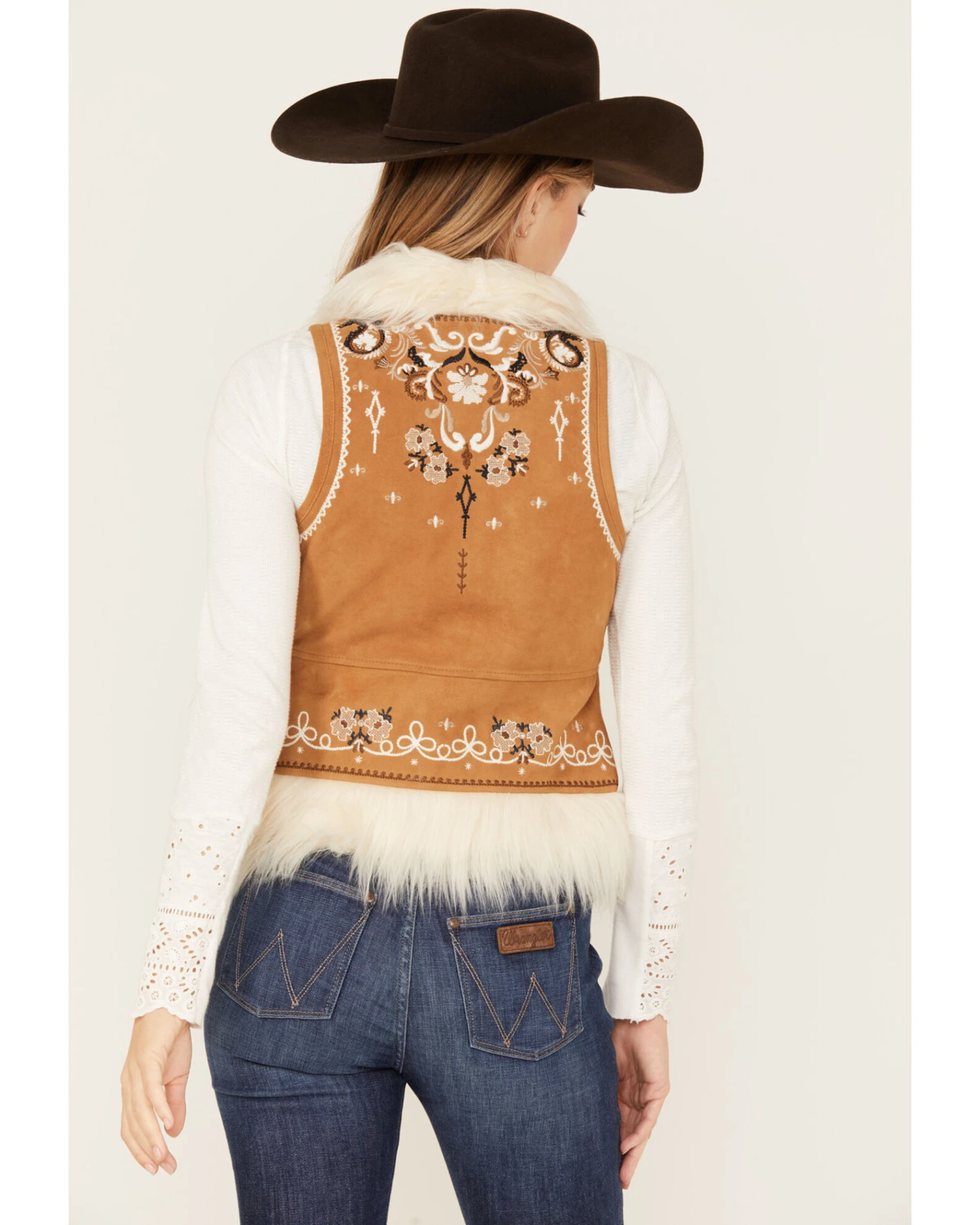 Shyanne Women's Fur Trim Embroidered Vest 3 Shyanne Women's Fur Trim Embroidered Vest - Image 3
