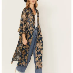 Shyanne Women's Burnout Floral Print Kimono