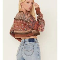 Cleo + Wolf Women's Geo Pattern Knit Cropped Cardigan 7 Cleo + Wolf Women's Geo Pattern Knit Cropped Cardigan -Default Template 4 2000380760 250 P4