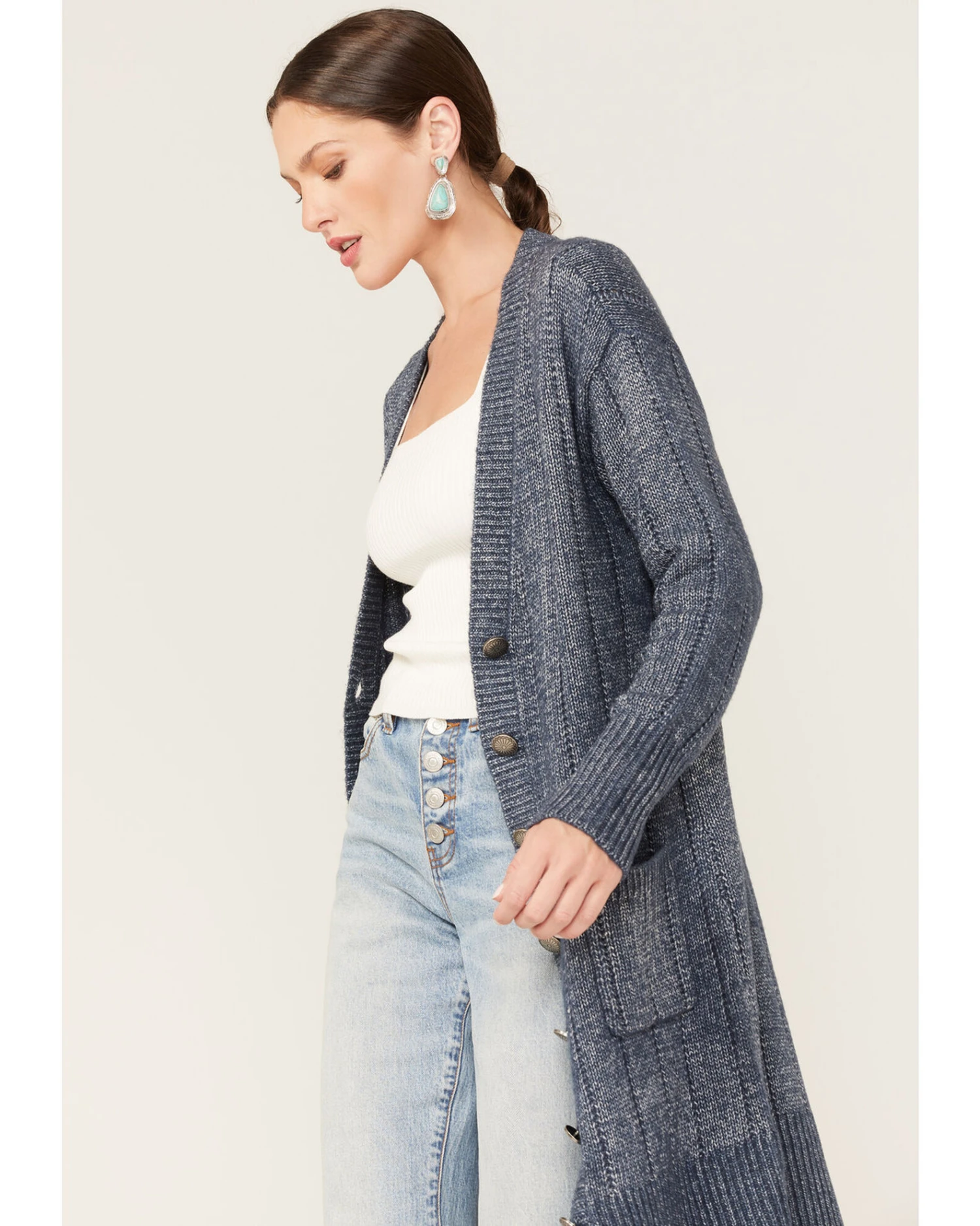 Cleo + Wolf Women's Marled Cardigan Sweater 2 Cleo + Wolf Women's Marled Cardigan Sweater - Image 2