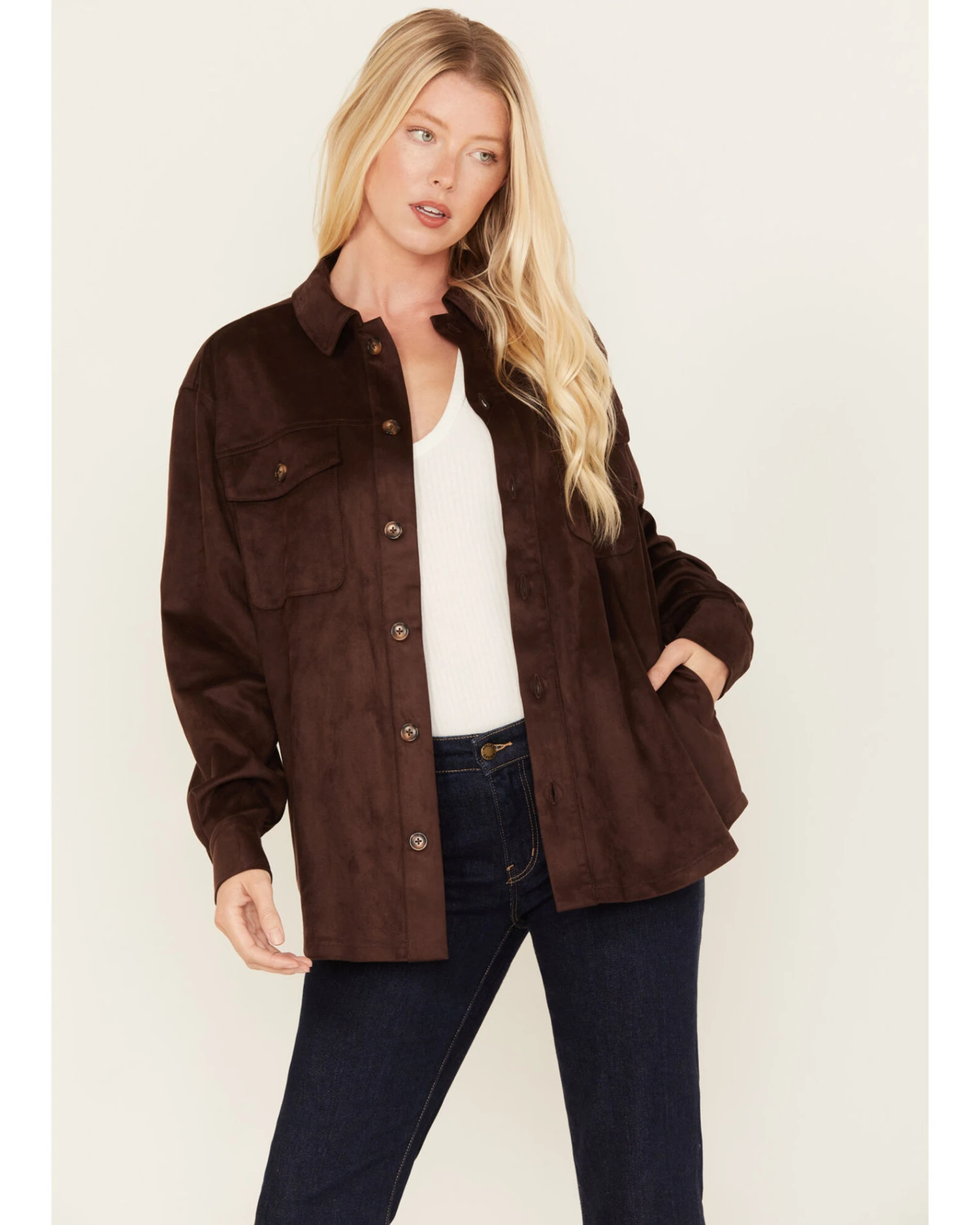 Cleo + Wolf Women's Faux Suede Shacket 1 Cleo + Wolf Women's Faux Suede Shacket