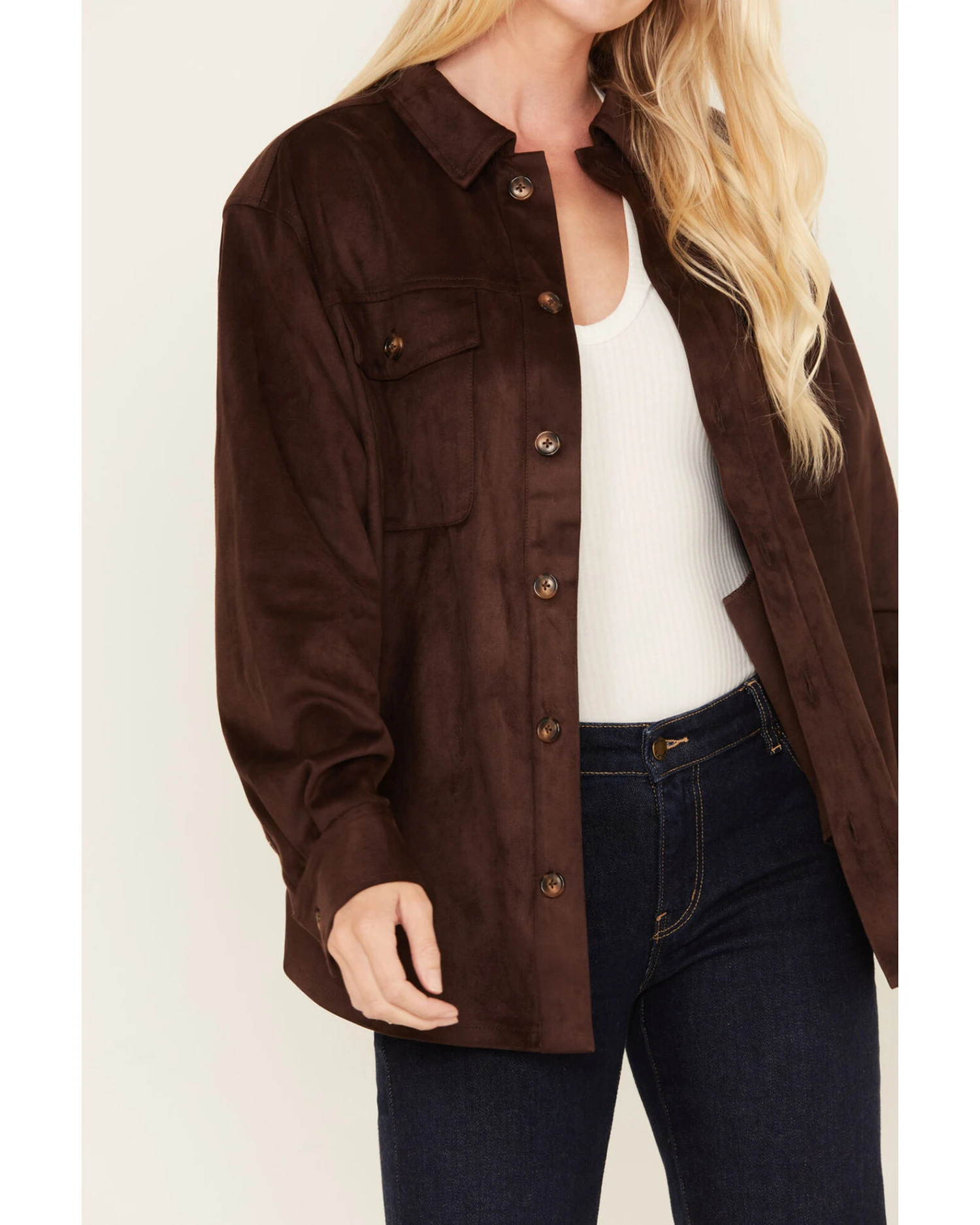 Cleo + Wolf Women's Faux Suede Shacket 3 Cleo + Wolf Women's Faux Suede Shacket - Image 3