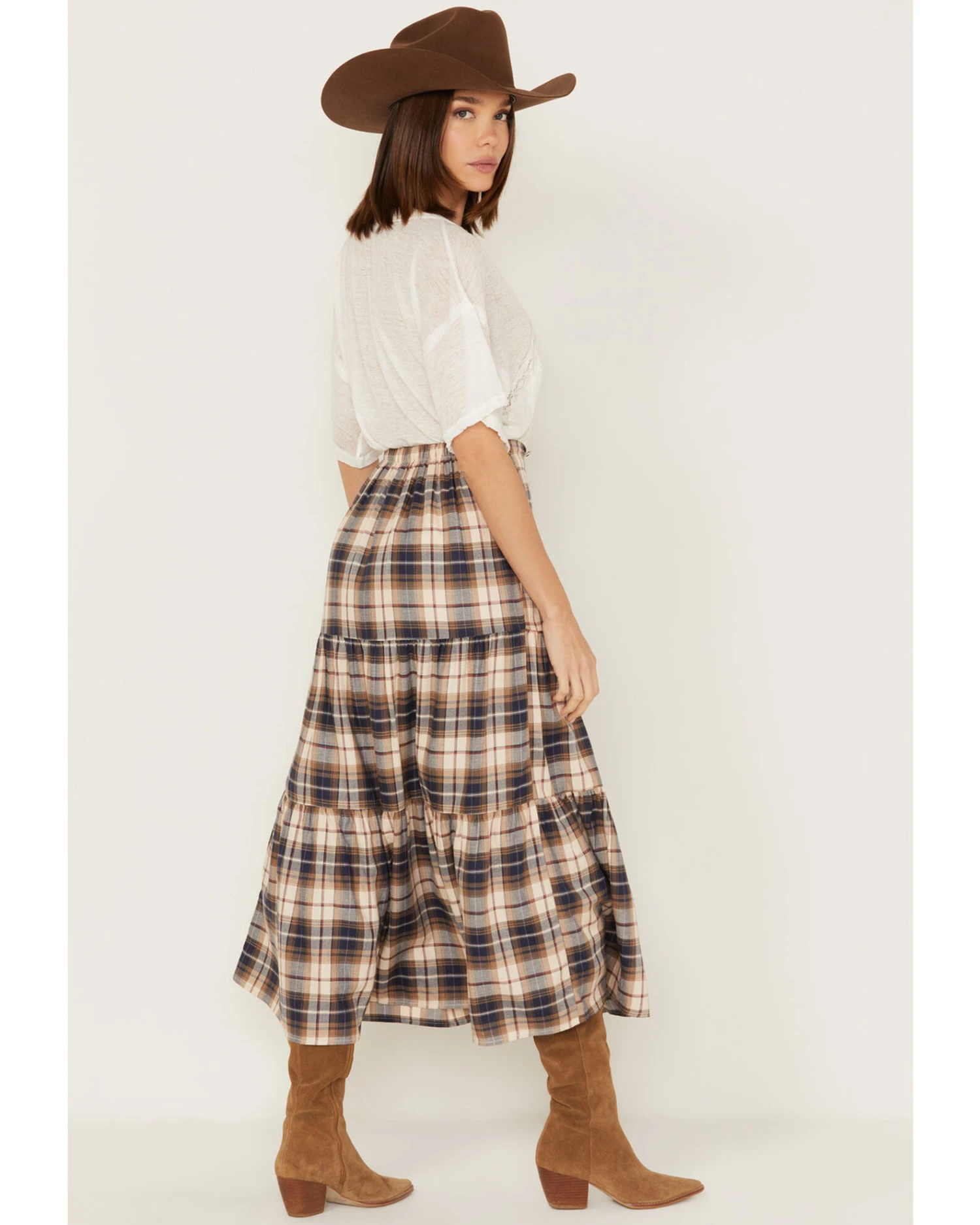 Cleo + Wolf Women's Plaid Print Button Front Midi Skirt 5 Cleo + Wolf Women's Plaid Print Button Front Midi Skirt - Image 5