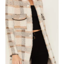 Rock & Roll Denim Women's Plaid Print Eyelash Knit Coat -Default Template 4 2000381063 280 P3