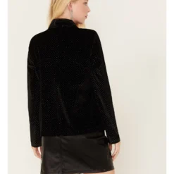 Rock & Roll Denim Women's Shimmer Velvet & Rhinestone Fringe Blazer -Default Template 4 2000381072 001 P4