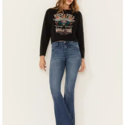 Shyanne Women's Medium Wash High Rise Eden Stretch Flare Jeans