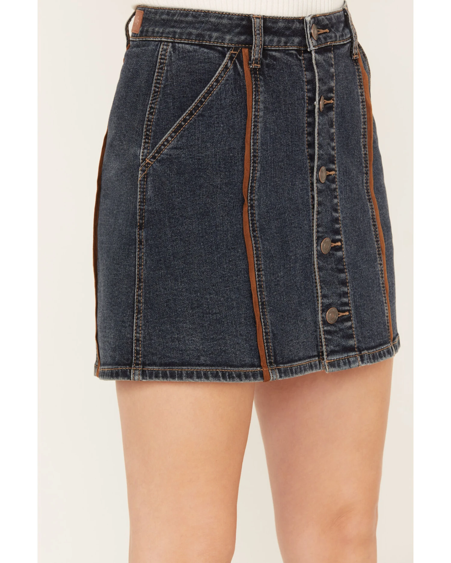 Shyanne Women's Medium Wash Denim Mini Skirt 2 Shyanne Women's Medium Wash Denim Mini Skirt - Image 2