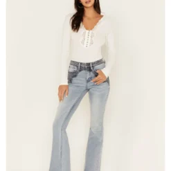 Idyllwind Women's Loma Light Wash Contrast Wash High Risin' Stretch Flare Jeans