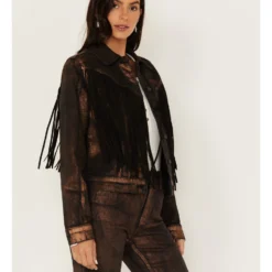 Idyllwind Women's Cropped Fringe Denim Jacket