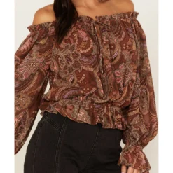 Flying Tomato Women's Paisley Print Off The Shoulder Top -Default Template 4 2000381466 220 P3
