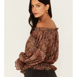 Flying Tomato Women's Paisley Print Off The Shoulder Top -Default Template 4 2000381466 220 P4
