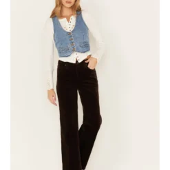 Cleo + Wolf Women's High Rise Loose Corduroy Wide Jeans