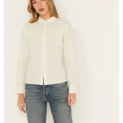 Shyanne Women's Floral Embroidered Long Sleeve Button-Down Western Shirt