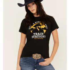 Changes Women's Yellowstone Train Station Short Sleeve Graphic Tee