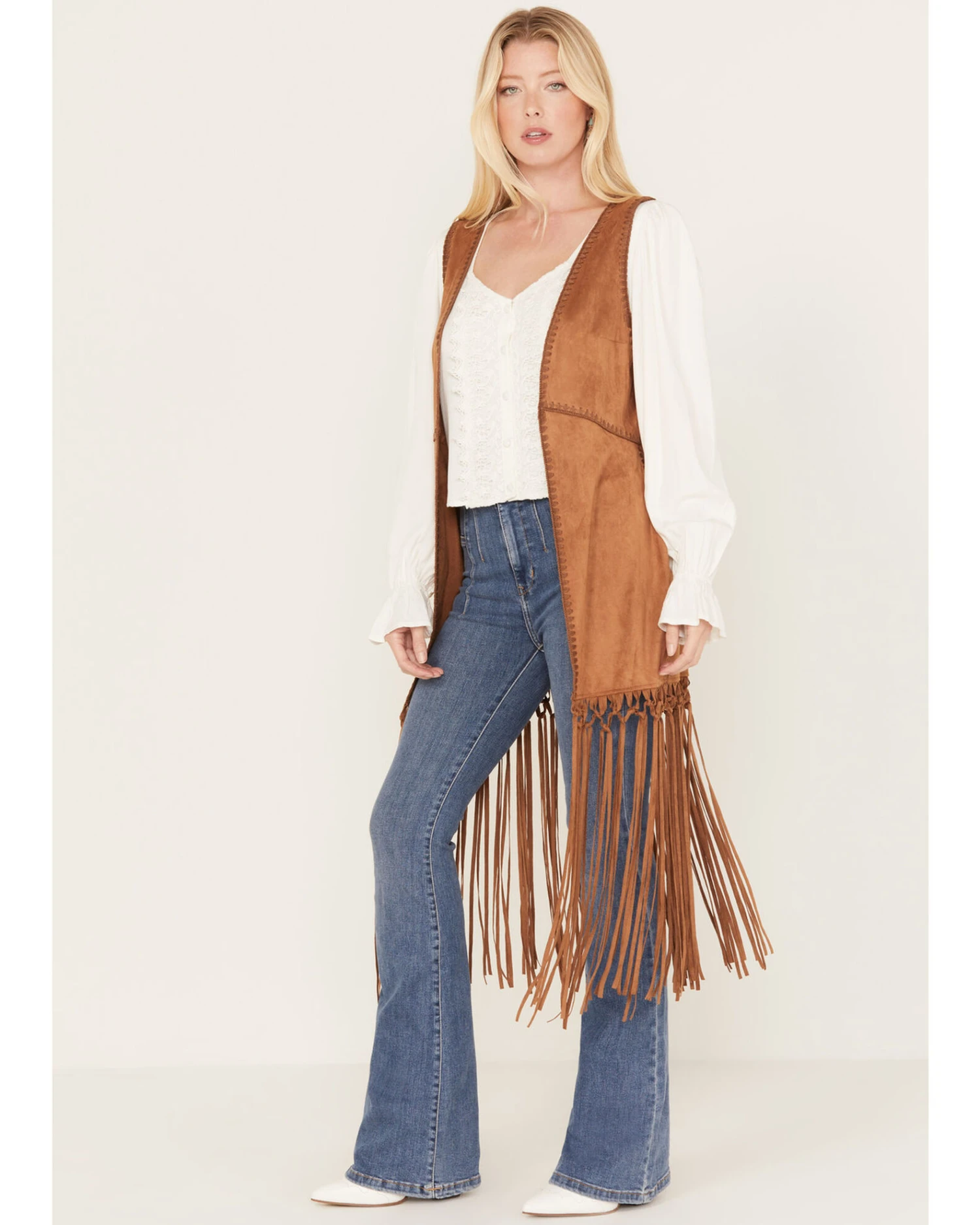 Shyanne Women's Faux Suede Fringe Vest 2 Shyanne Women's Faux Suede Fringe Vest - Image 2