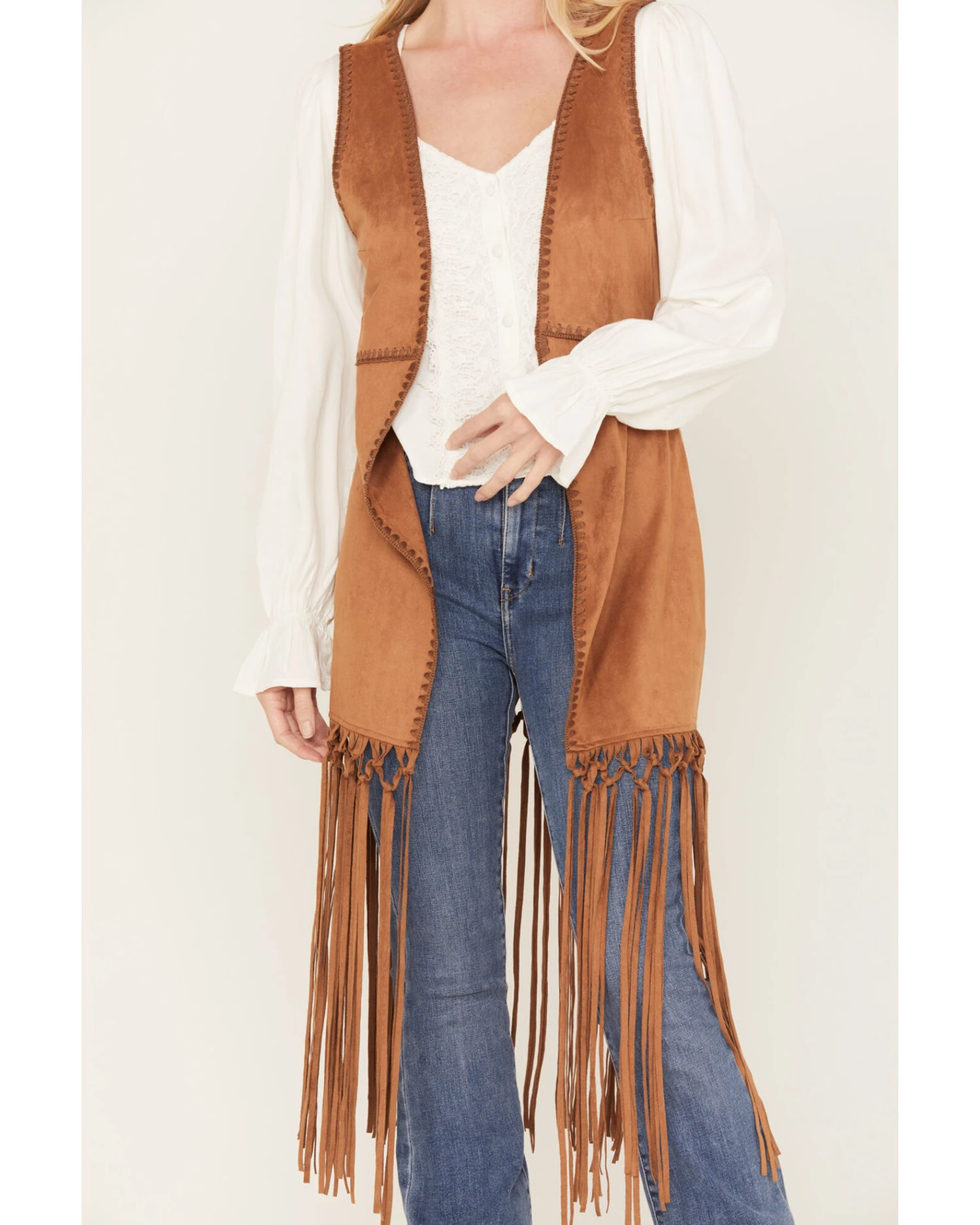 Shyanne Women's Faux Suede Fringe Vest 3 Shyanne Women's Faux Suede Fringe Vest - Image 3