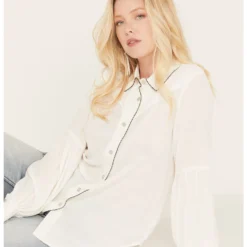 Idyllwind Women's Judson Blanket Stitch Textured Button-Down Woven Shirt