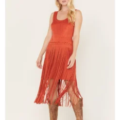 Idyllwind Women's Country Mannor Faux Suede Fringe Dress