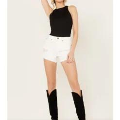 Cleo + Wolf Women's High Rise Distressed Shorts