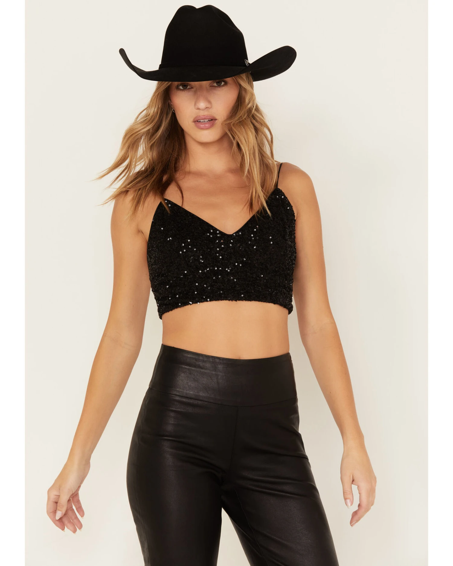 Sadie & Sage Women's La Vie Sequin Cami Crop Top 1 Sadie & Sage Women's La Vie Sequin Cami Crop Top