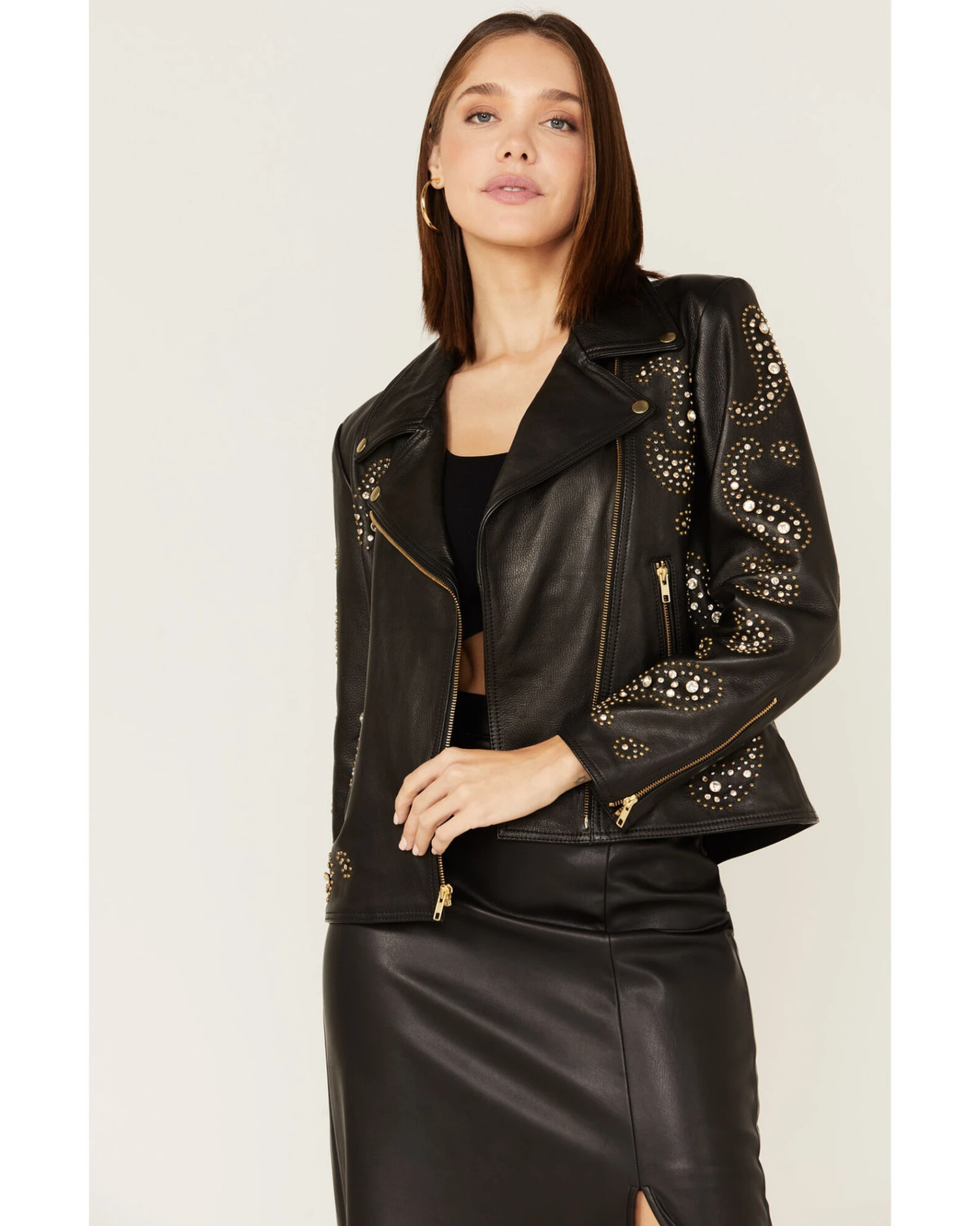 Boot Barn X Understated Leather Rhinestone Leather Moto Jacket 2 Boot Barn X Understated Leather Rhinestone Leather Moto Jacket - Image 2