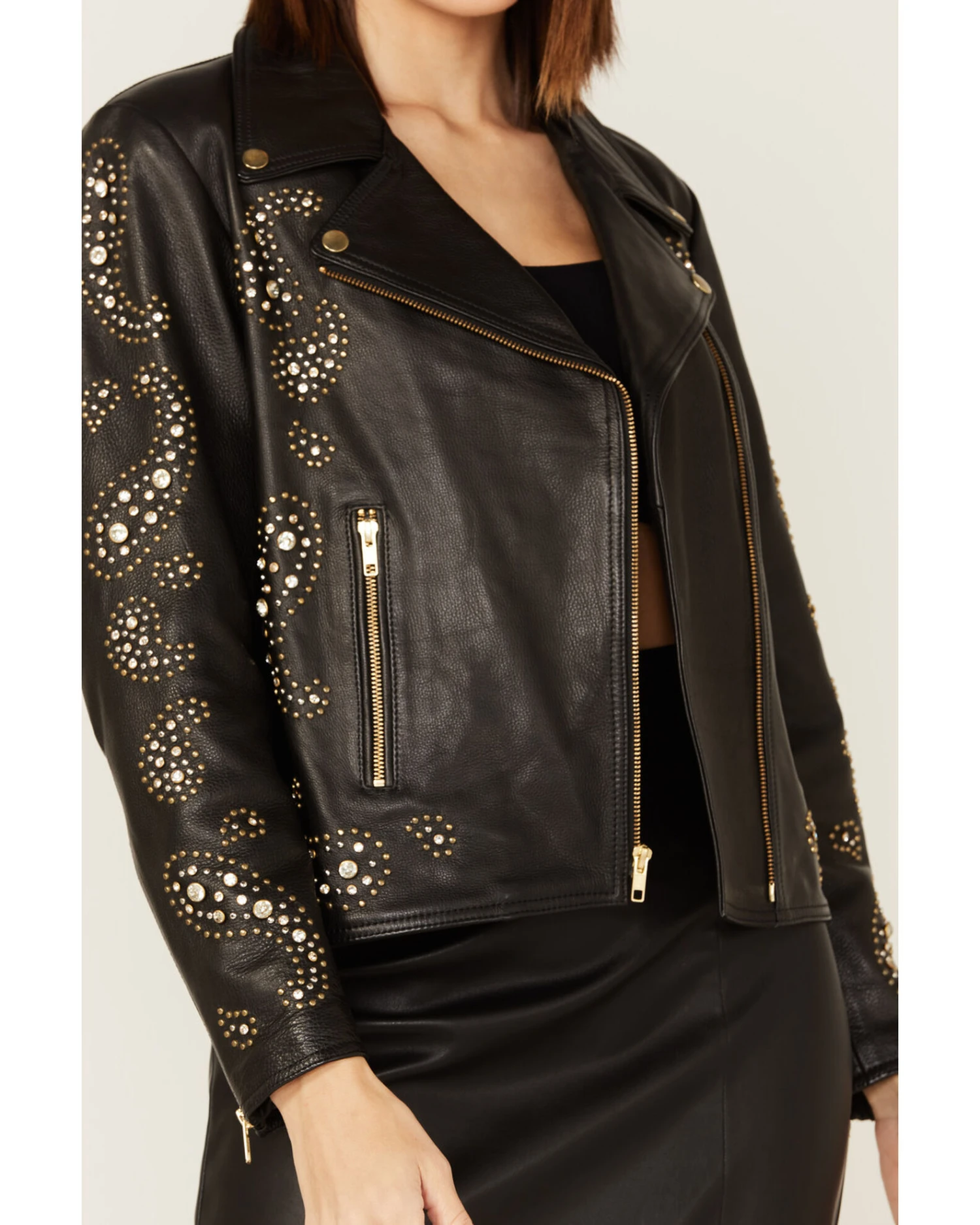 Boot Barn X Understated Leather Rhinestone Leather Moto Jacket 4 Boot Barn X Understated Leather Rhinestone Leather Moto Jacket - Image 4