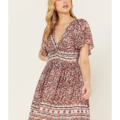 Angie Women's Floral Print Short Sleeve Mini Dress 