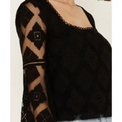 Shyanne Women's Diamond Embroidered Mesh Top -Default Template 4 2000386168 001 P3