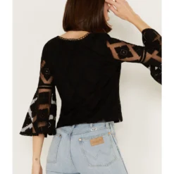 Shyanne Women's Diamond Embroidered Mesh Top -Default Template 4 2000386168 001 P4