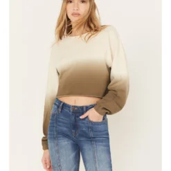 Cleo + Wolf Women's Ombre Cropped Dolman Sweatshirt 