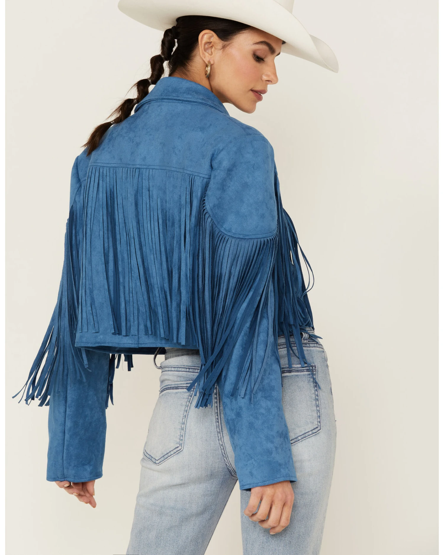 Saints & Hearts Women's Faux Suede Cropped Fringe Jacket 3 Saints & Hearts Women's Faux Suede Cropped Fringe Jacket - Image 3