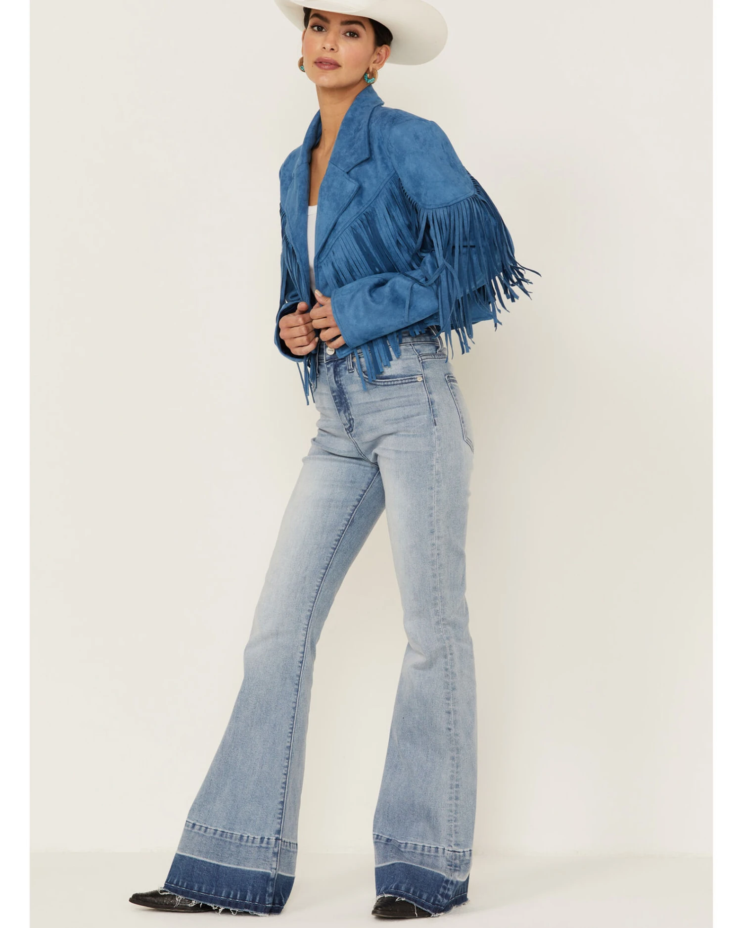 Saints & Hearts Women's Faux Suede Cropped Fringe Jacket 4 Saints & Hearts Women's Faux Suede Cropped Fringe Jacket - Image 4