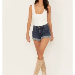 Shyanne Women's Double Barrel Dark Wash High Rise Shorts