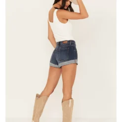 Shyanne Women's Double Barrel Dark Wash High Rise Shorts -Default Template 4 2000386840 416 P3