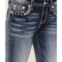 Miss Me Women's Low Rise Dark Wash Tonal Americana Border Bootcut Jeans -Default Template 4 2000387015 416 P4